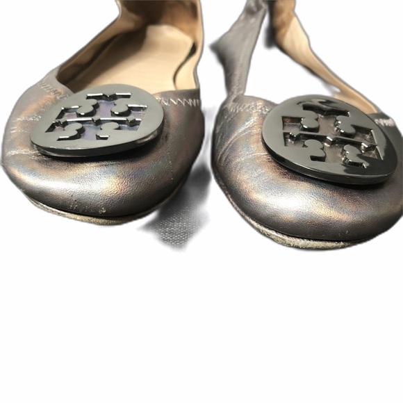 TORY BURCH Reva silver leather ballet flats - Picture 7 of 9